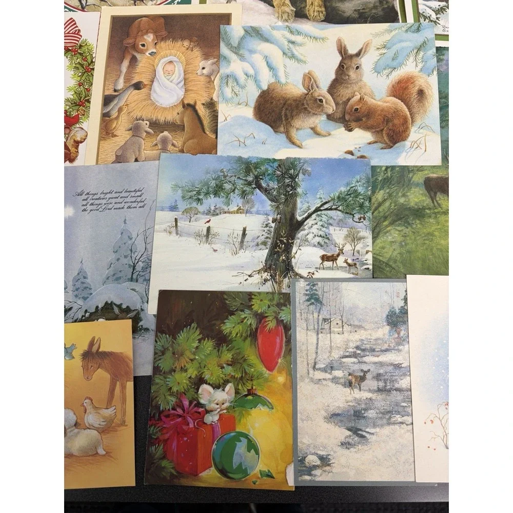Vintage Animal Christmas Cards Fronts ONLY  Scrapbooking Crafts Decoupage 50+